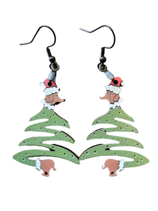 Christmas Weenie Dog Earrings