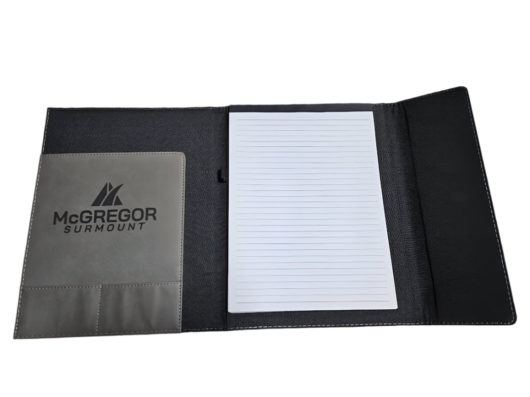 Gray Leatherette / Black Canvas Portfolio w/ Notepad