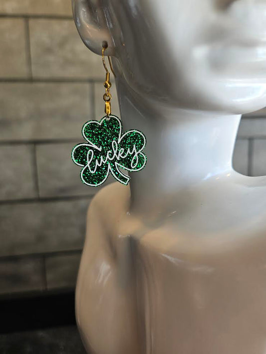 Glitter Lucky Clover Earrings