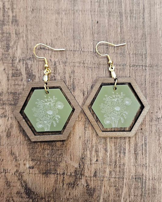 Hexagon Flower Earrings