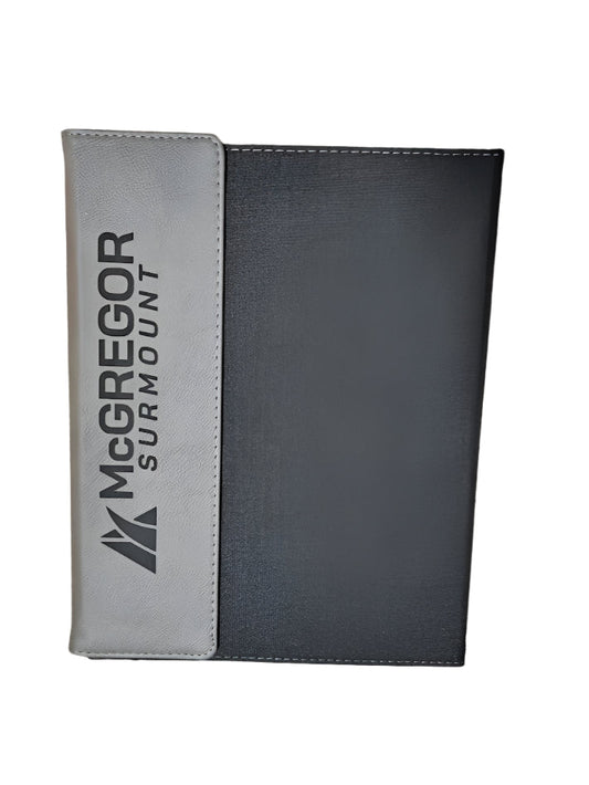Gray Leatherette / Black Canvas Portfolio w/ Notepad