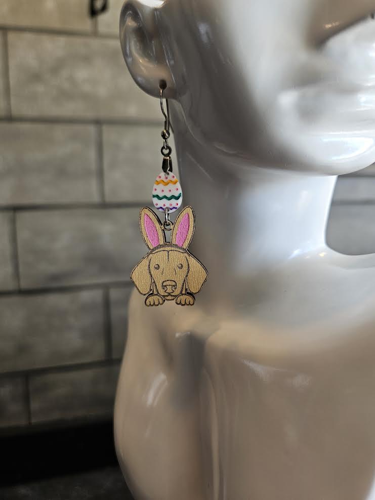 Weenie Dog Easter Earrings