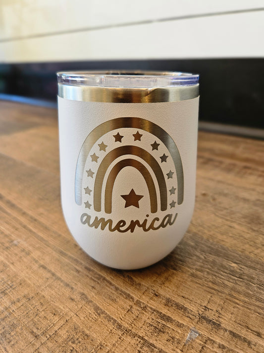 USA Rainbow Wine Tumbler