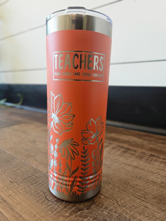 Teacher Floral Full Wrap 22 Oz. Tumbler