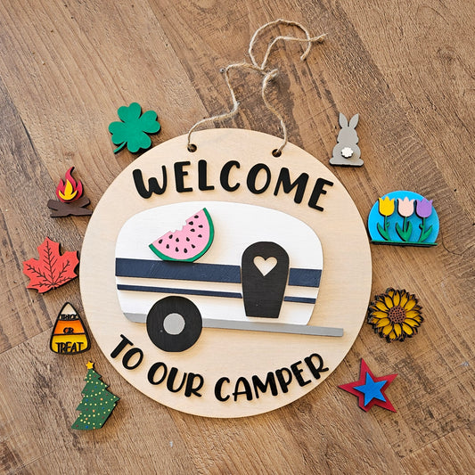 Interchangeable Camper Welcome Door Sign