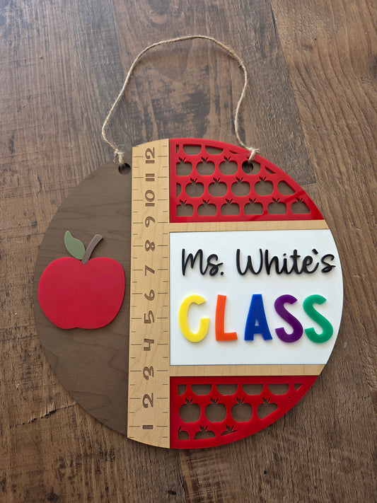 Custom Teacher Apple Door Sign