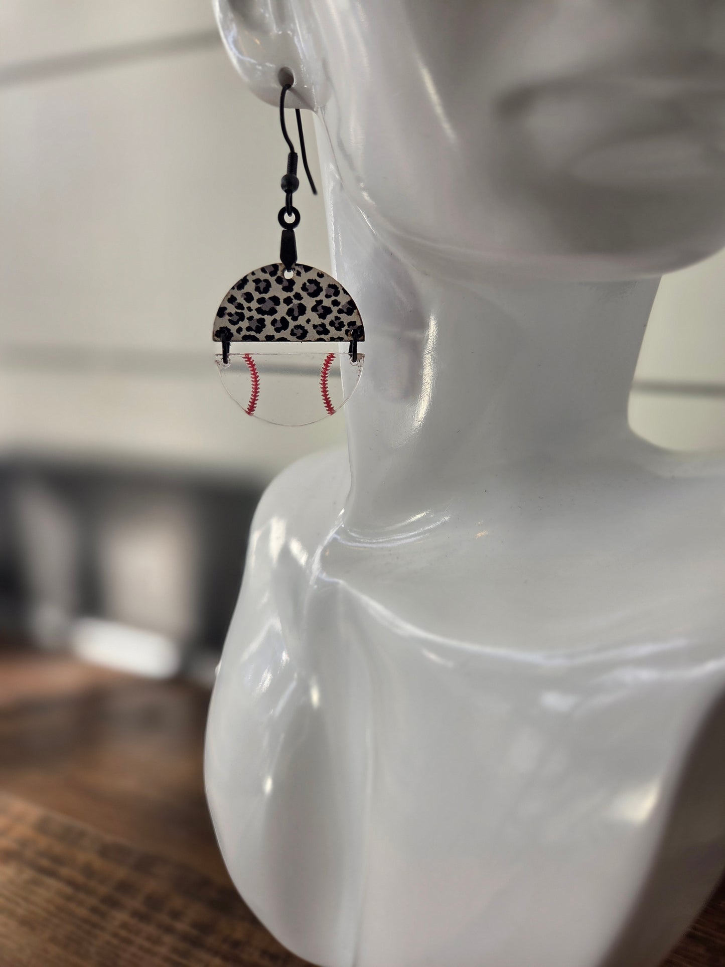 Cheetah Baseball Earrings