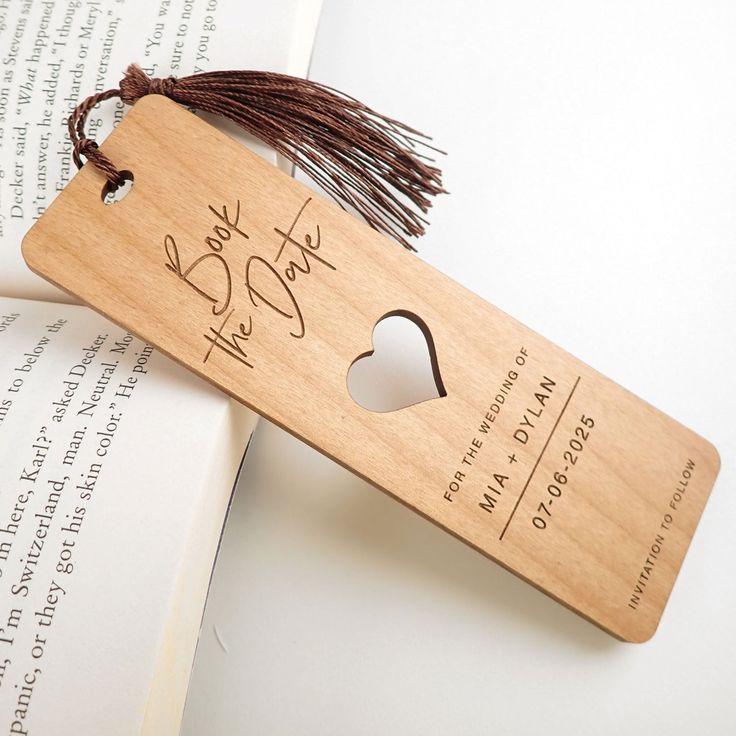Custom Wooden Save The Date Bookmark