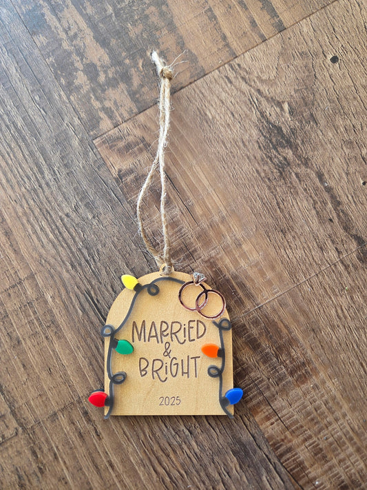 Colored Lights Married & Bright Ornament