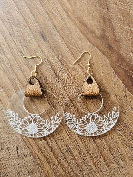 Acrylic Sunflower Design Earrings