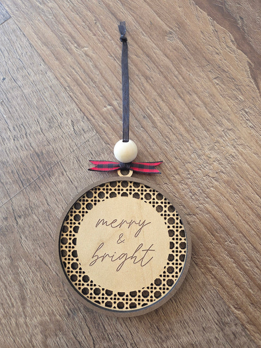 Rattan Merry & Bright Ornament