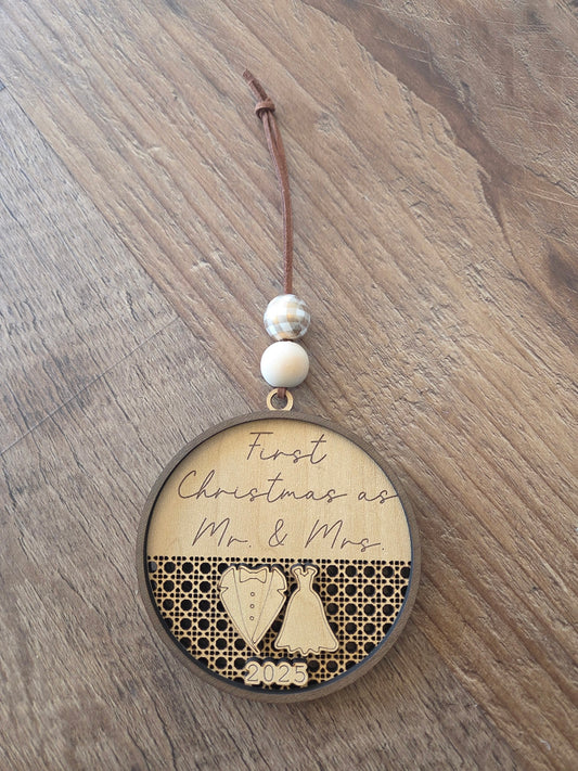 Rattan First Christmas As Mr. & Mrs. Ornament