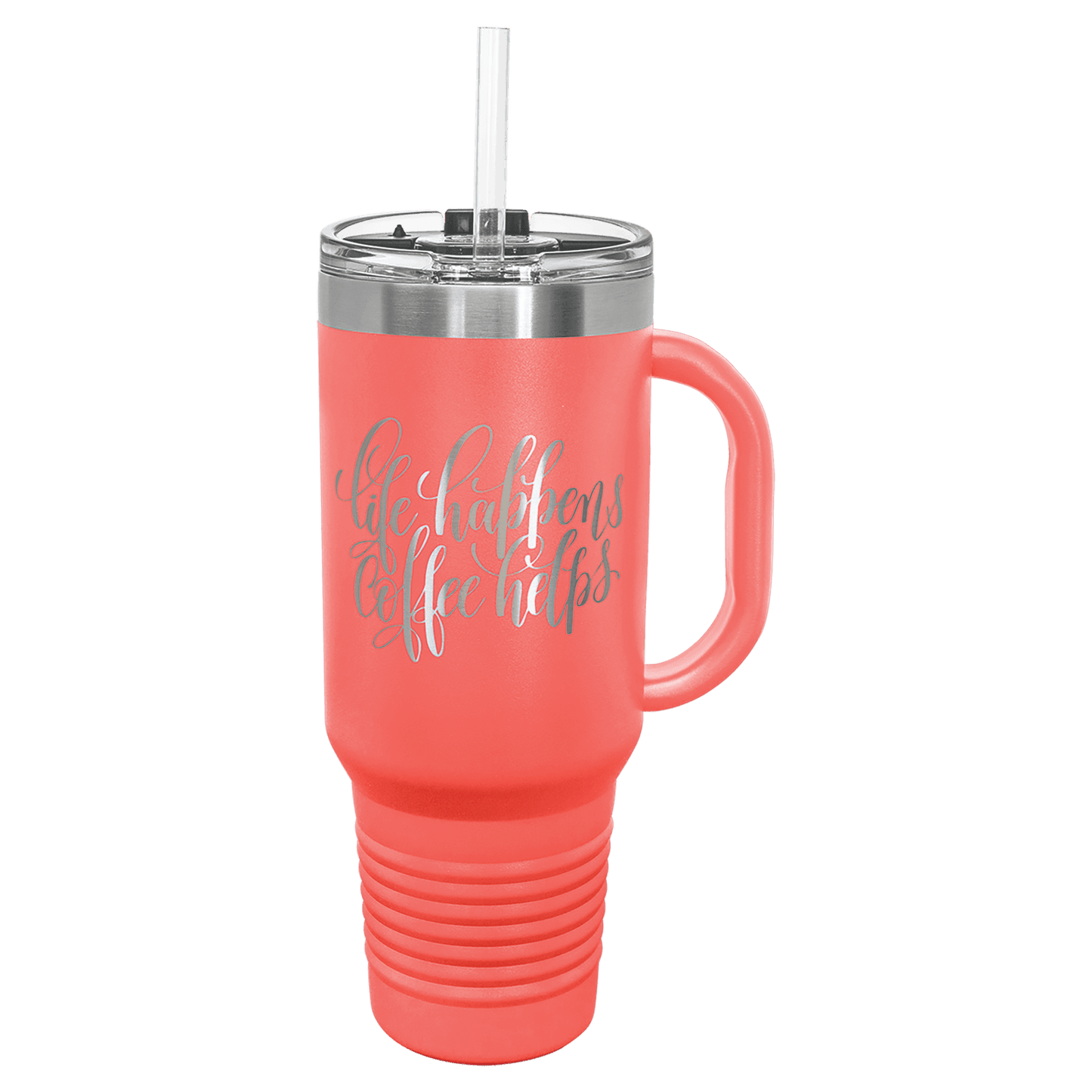 40 Oz. Travel Mug With Handle & Straw