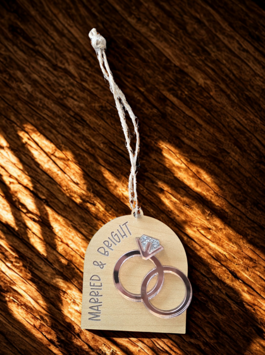 Married & Bright Wedding Rings Ornament