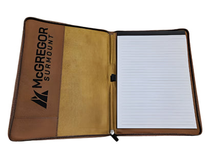 Rawhide with Zipper Leatherette Portfolio with Notepad