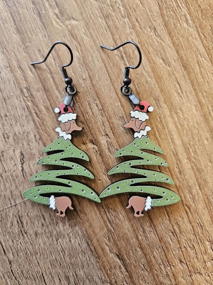 Christmas Weenie Dog Earrings