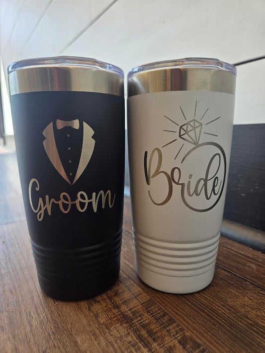 20 oz Bride & Groom Tumbler Set