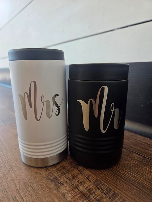 Bride & Groom Can Cooler Set