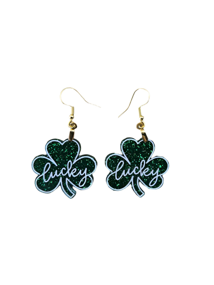 Acrylic Clover Lucky Earrings