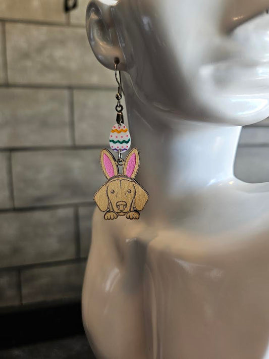 Weenie Dog Easter Earrings