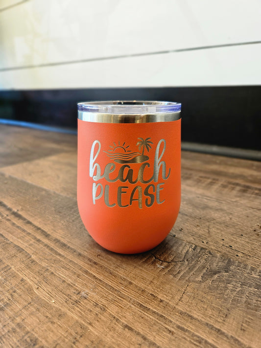 Beach Please Wine Tumbler