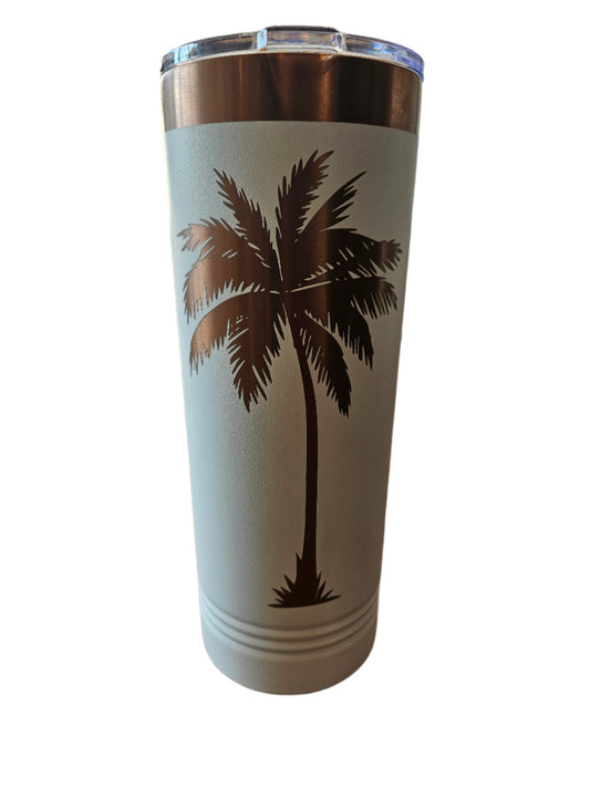 Palmetto Tree White/Rose Gold Tumbler