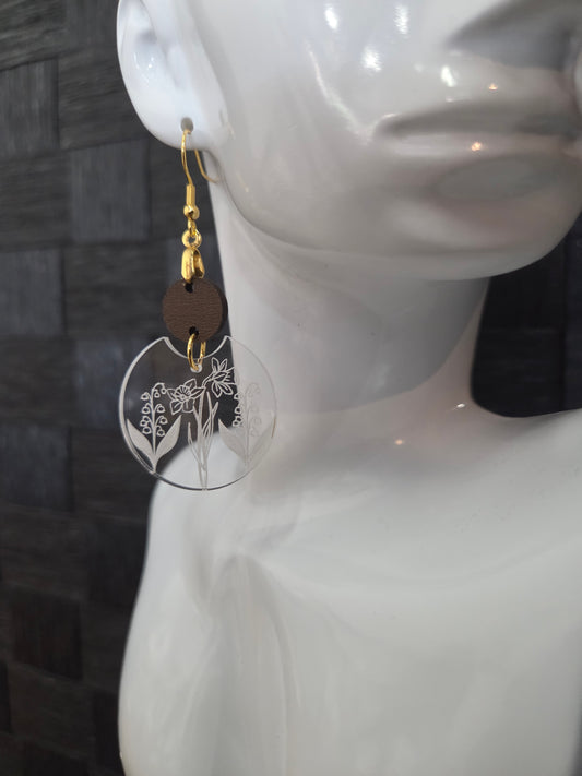 Acrylic/Wood Floral Earrings