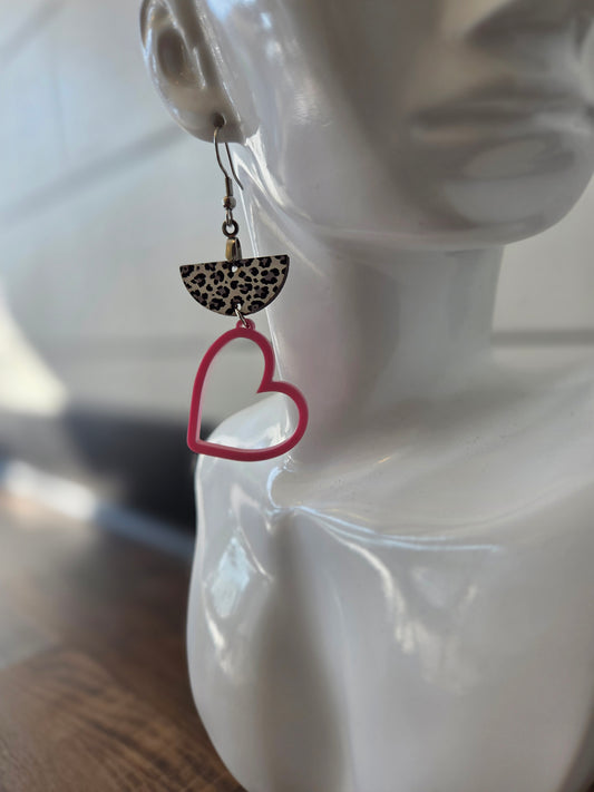 Cheetah Arch Heart Earrings