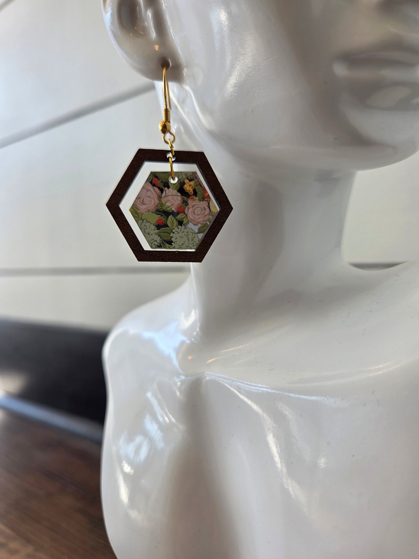 Vintage Bloom Hex Earrings