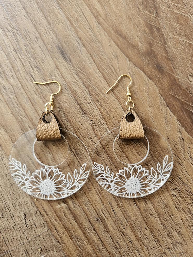 Acrylic Sunflower Design Earrings