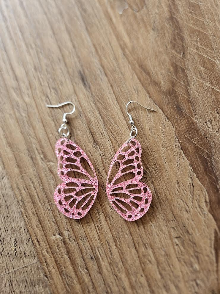 Acrylic Butterfly Wing Earrings