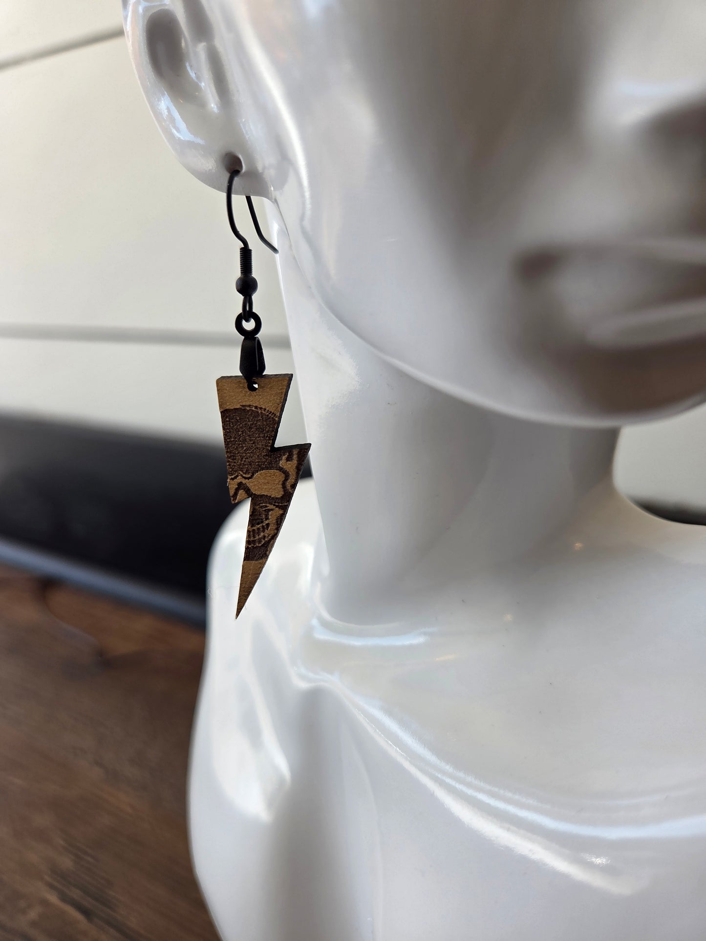 Lightning Bolt Skull Earrings