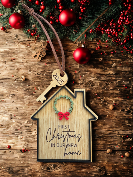 Wooden New Home Christmas Ornament