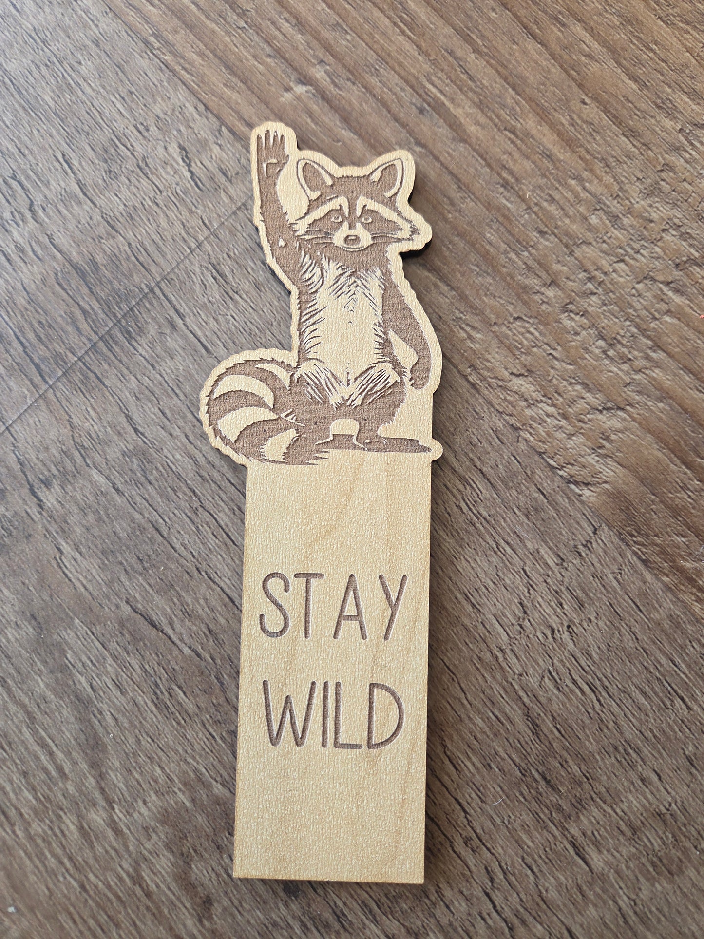 Wood Raccoon Bookmark